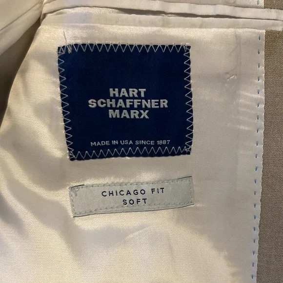 Hart Schaffner Marx Tan Suit with Notched Lapel